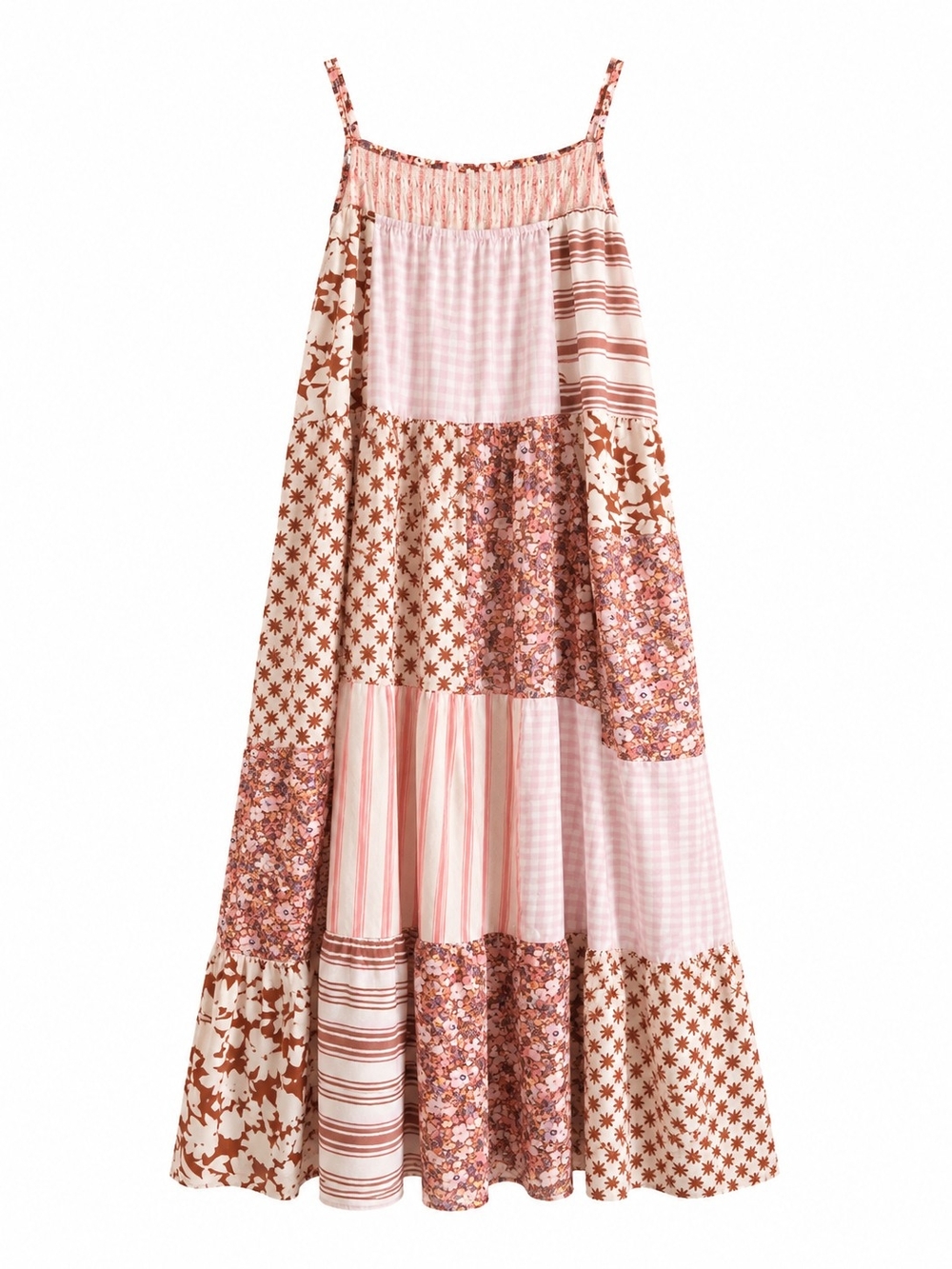Universal Thread 3X Patchwork Maxi Dress Pink Floral Boho Cottagecore Cotton - Picture 4 of 12